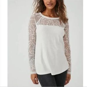 NWT Free People Sydney Illusion Long Sleeve Top in Love Dove - Size Medium